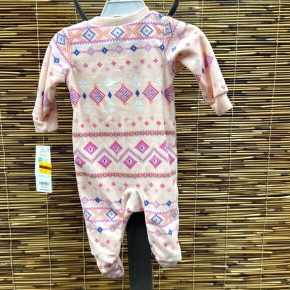 Carter's Baby Girls Fair Isle Zip-up Fleece Sleep & Play Footed Coverall - Pink - Picture 2 of 2